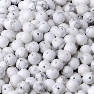 LAIDANLA White Howlite 8mm Natural Stone Beads Round Loose Gemstone Stone Beads for DIY Bracelet Necklace Earrings Jewelry Making Polishing Genuine Real Beading 96PCS 2 Strand 32"