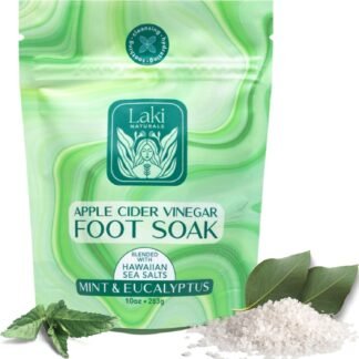 Laki Naturals Apple Cider Vinegar Foot Soak, Foot Detox Soak, Pedicure Soak, Foot Soak Callus Remover, Foot Treatment, Epsom Salt Foot Soak with Hawaiian Sea Salts (10 oz) (Mint...