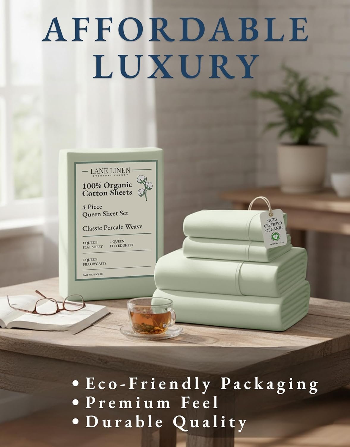 LANE LINEN 100 Organic Cotton Sheets Queen Size Bed Set Machine Wash Eco Friendly Sustainably Produced Cotton Queen Sheet Set Soft Comfy Long Stabple Naturally Cooling - lunas-mystic-emporium.com LANE LINEN 100% Organic Cotton Sheets Queen Size Bed Set, Machine Wash Eco Friendly Sustainably Produced Cotton Queen Sheet Set, Soft & Comfy Long Stabple Naturally Cooling...