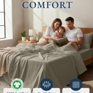 LANE LINEN 100% Organic Cotton Sheets Twin Size, Soft & Comfy Mercerized Fully Elasticized Naturally Temperature Regulating Sustainably Produced Luxury Hotel Quality Cotton Twin...