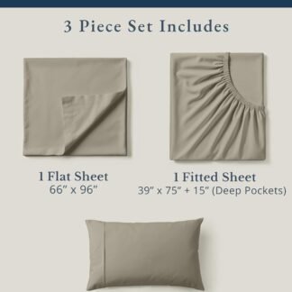 LANE LINEN 100% Organic Cotton Sheets Twin Size, Soft & Comfy Mercerized Fully Elasticized Naturally Temperature Regulating Sustainably Produced Luxury Hotel Quality Cotton Twin...