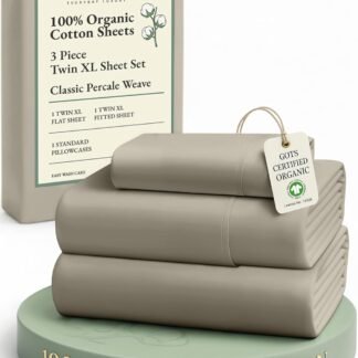 LANE LINEN 100% Organic Cotton Sheets Twin Size, Soft & Comfy Mercerized Fully Elasticized Naturally Temperature Regulating Sustainably Produced Luxury Hotel Quality Cotton Twin...