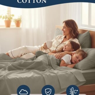 LANE LINEN 100% Organic Cotton Sheets Twin Size, Soft & Comfy Mercerized Fully Elasticized Naturally Temperature Regulating Sustainably Produced Luxury Hotel Quality Cotton Twin...