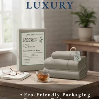 LANE LINEN 100% Organic Cotton Sheets Twin Size, Soft & Comfy Mercerized Fully Elasticized Naturally Temperature Regulating Sustainably Produced Luxury Hotel Quality Cotton Twin...