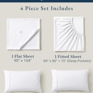 LANE LINEN Eco Friendly 100% Organic Cotton Queen Sheet Set, Soft & Comfy Fully Elasticized 15" Deep Pocket Bed Sheets, Low Pill Naturally Cooling Machine Wash Sábanas Queen-...