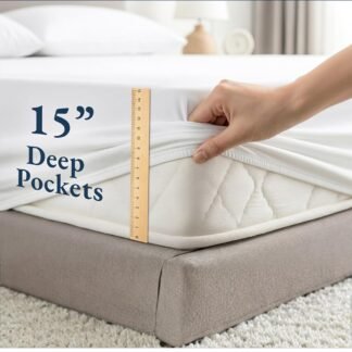 LANE LINEN Eco Friendly 100% Organic Cotton Queen Sheet Set, Soft & Comfy Fully Elasticized 15" Deep Pocket Bed Sheets, Low Pill Naturally Cooling Machine Wash Sábanas Queen-...