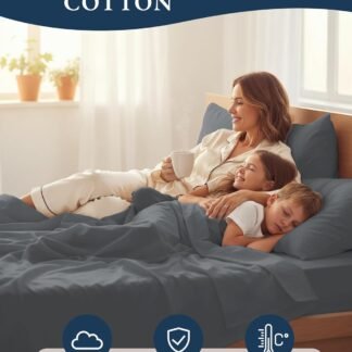LANE LINEN Sustainably Produced 100% Organic Cotton Queen Size Bed Sheets, Soft & Comfy Naturally Cooling Percale Cotton Sheets, Low Pill Fade Resistant 15" Deep Pocket Queen...
