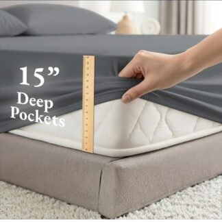 LANE LINEN Sustainably Produced 100% Organic Cotton Queen Size Bed Sheets, Soft & Comfy Naturally Cooling Percale Cotton Sheets, Low Pill Fade Resistant 15" Deep Pocket Queen...