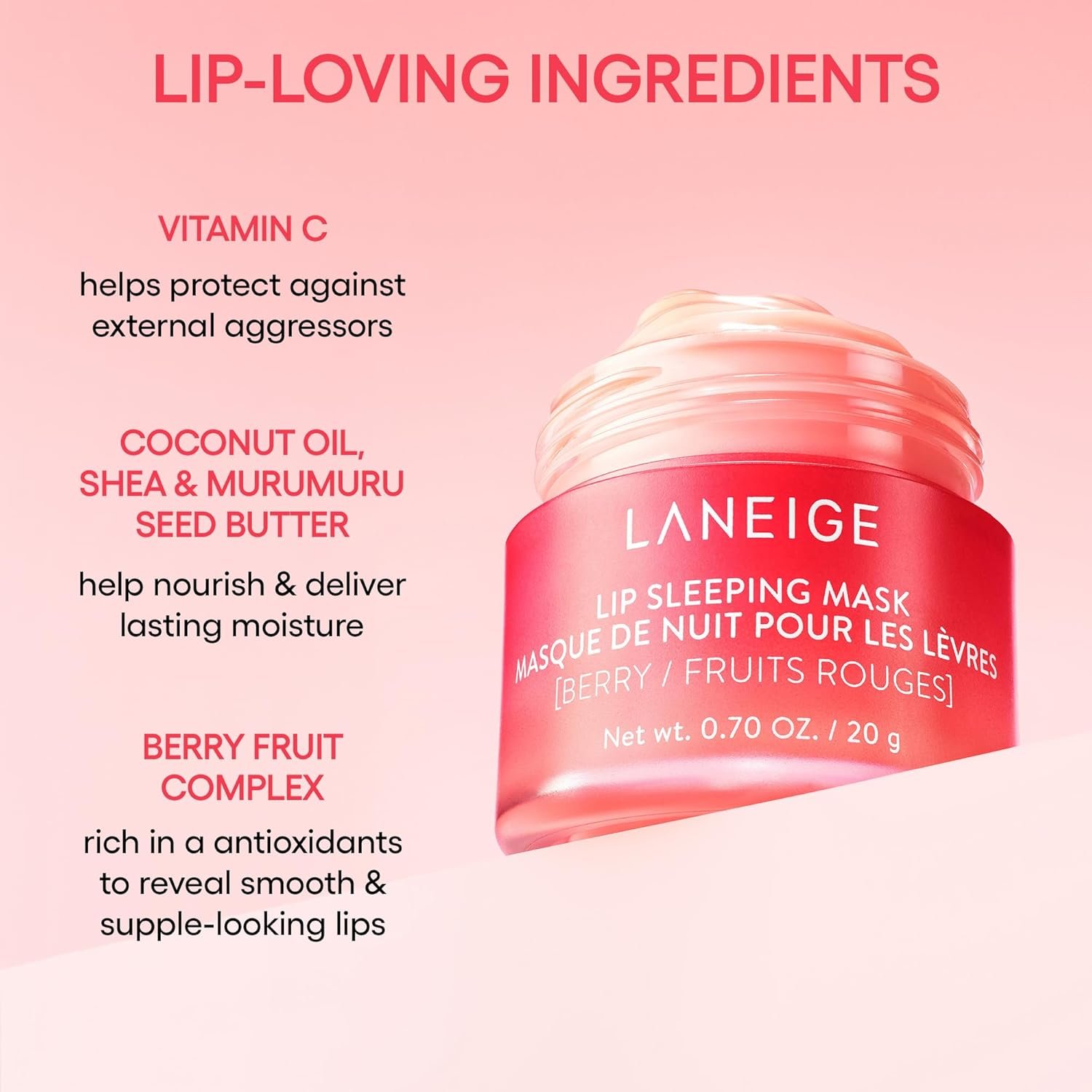 LANEIGE Lip Sleeping Mask Nourish Hydrate Vitamin C Murumuru Shea Butter Antioxidants Flaky Dry Lips - lunas-mystic-emporium.com LANEIGE Lip Sleeping Mask: Nourish, Hydrate, Vitamin C, Murumuru & Shea Butter, Antioxidants, Flaky, Dry Lips