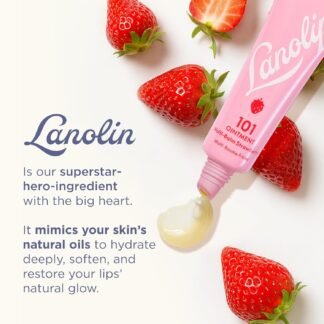 Lanolips 101 Ointment - Lanolin Lip Balm for Smooth, Hydrated & Healthy Lips - Multipurpose Lip Ointment with Lanolin Oil for Dry Lips, Cuticles & More - Strawberry (0.52 oz)