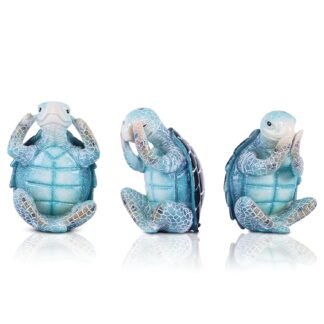 LCCCK 3 Pcs Wise Sea Turtle Figurines, Meditation Yoga Peaceful Decor, See No Evil Hear No Evil Speak No Evil Tortugas Art, Coastal Home & Summer Bathroom Decor Accent, Sea...