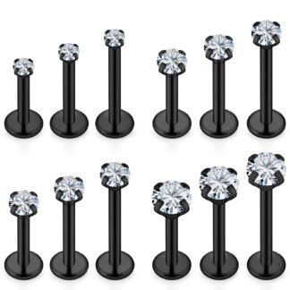 Lcolyoli 16G Tragus Labret Medusa Piercing Jewelry Internally Threaded Stainless Steel Conch Piercing Jewelry Monroe Lip Rings Different Size Cartilage Nail Helix Earring Stud...