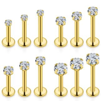 Lcolyoli 16G Tragus Labret Medusa Piercing Jewelry Internally Threaded Stainless Steel Conch Piercing Jewelry Monroe Lip Rings Different Size Cartilage Nail Helix Earring Stud...