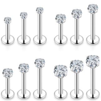 Lcolyoli 16G Tragus Labret Medusa Piercing Jewelry Internally Threaded Stainless Steel Conch Piercing Jewelry Monroe Lip Rings Different Size Cartilage Nail Helix Earring Stud...