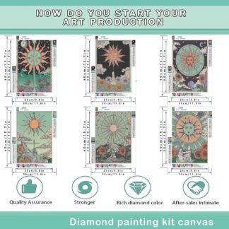 Leatrice 6PCS Tarot Cards Diamond Art Kits for Adults Round Diamond Painting Dot Gem Art Painting Kit for Adults Beginners Women Suitable for Home Wall Art Decor 11.8x15.7 Inches