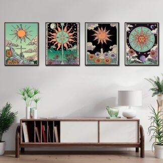 Leatrice 6PCS Tarot Cards Diamond Art Kits for Adults Round Diamond Painting Dot Gem Art Painting Kit for Adults Beginners Women Suitable for Home Wall Art Decor 11.8x15.7 Inches