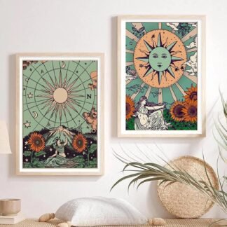 Leatrice 6PCS Tarot Cards Diamond Art Kits for Adults Round Diamond Painting Dot Gem Art Painting Kit for Adults Beginners Women Suitable for Home Wall Art Decor 11.8x15.7 Inches