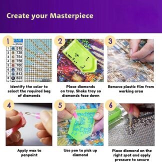 Leatrice 6PCS Tarot Cards Diamond Art Kits for Adults Round Diamond Painting Dot Gem Art Painting Kit for Adults Beginners Women Suitable for Home Wall Art Decor 11.8x15.7 Inches