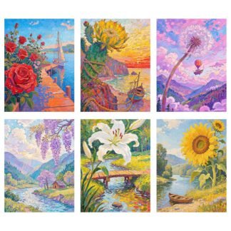 Leatrice 6PCS Tarot Cards Diamond Art Kits for Adults Round Diamond Painting Dot Gem Art Painting Kit for Adults Beginners Women Suitable for Home Wall Art Decor 11.8x15.7 Inches