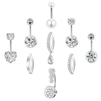 LEE&RO Gold Belly Button Ring for Women - Surgical Steel Navel Piercing Jewelry 14G