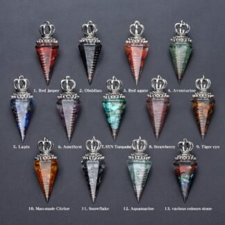 LHJ 2 Pcs Natural Crystal Pendulum Healing Hexagonal Pointed Quartz Chip Stone Resin Spiritual Pendant for Divination Dowsing Witchcraft Therapy