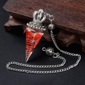 LHJ 2 Pcs Natural Crystal Pendulum Healing Hexagonal Pointed Quartz Chip Stone Resin Spiritual Pendant for Divination Dowsing Witchcraft Therapy