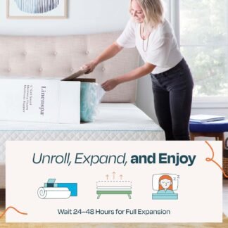 LINENSPA Memory Foam Mattress Topper - 2 Inch Gel Infused Memory Foam - Plush Feel - Cooling and Pressure Relieving - CertiPUR Certified - Dorm Room Essentials - Queen Size