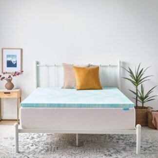 LINENSPA Memory Foam Mattress Topper - 2 Inch Gel Infused Memory Foam - Plush Feel - Cooling and Pressure Relieving - CertiPUR Certified - Dorm Room Essentials - Queen Size