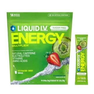 Liquid I.V.® Hydration Multiplier Sugar Free + Energy - Strawberry Kiwi | Electrolyte Powder Drink Mix | 1 Pack (14 Servings)