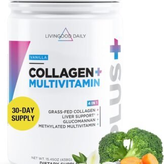 Livingood Daily Collagen Powder for Women and Men, Vanilla, Grass Fed Protein, Hydrolyzed Collagen Peptides with Vitamin C & Multi Vitamins for Hair, Skin, Nail & Gut Health,...