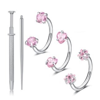 Longita 20g 18g Horseshoe Nose Ring for Women Double Gem Horse Shoe Nose Ring Hoop Surgical Steel Silver Gold Cartilage Helix Tragus Earring Hoops Labret Lip Piercing Jewelry...