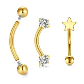 Longita Rook Piercing Jewelry Rook Jewelry Rook Earrings Surgical Steel Silver Gold Eyebrow Piercing Jewelry Internally Threaded Eyebrow Rings 16g Vertical Labret Lip Jewelry...