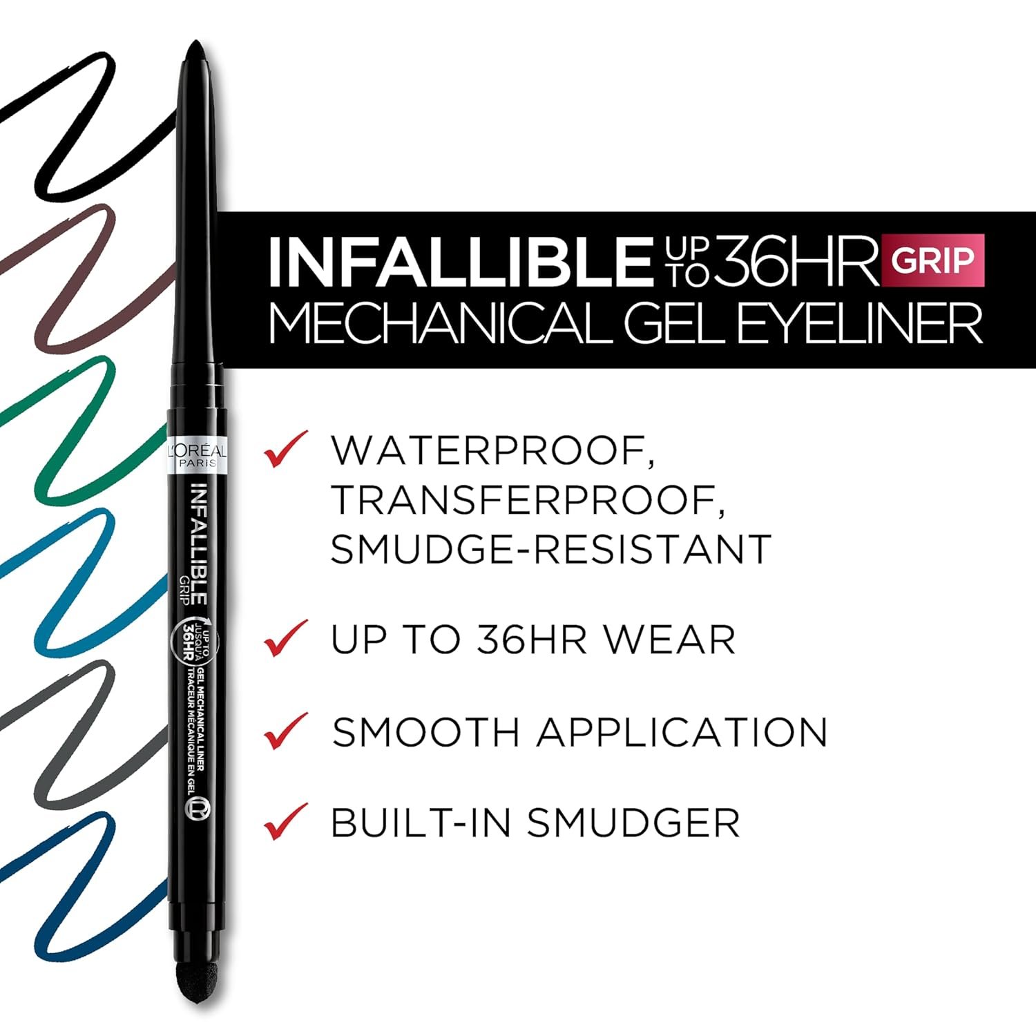 LOreal Paris Infallible Grip Mechanical Gel Eyeliner Pencil Smudge-Resistant Waterproof Eye Makeup with Up to 36HR Wear Polar White 001 Oz - lunas-mystic-emporium.com L'Oreal Paris Infallible Grip Mechanical Gel Eyeliner Pencil, Smudge-Resistant, Waterproof Eye Makeup with Up to 36HR Wear, Polar White, 0.01 Oz