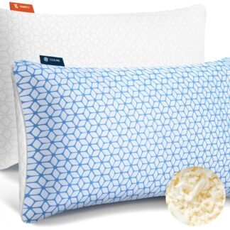 Love Attitude Shredded Memory Foam Pillows Queen Size Set of 2, Cooling Firm Pillows Queen Size 2 Pack for Bed, Adjustable for Side Back Stomach Sleepers