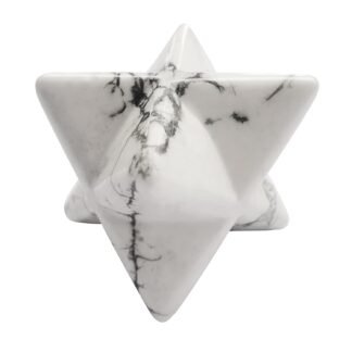 Loveliome Natural White Howlite Turquoise Merkaba Crystal Protection Sacred Meditation Energy Generator Healing Chakra Six-Pointed Star 1 Inch