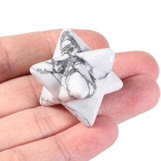 Loveliome Natural White Howlite Turquoise Merkaba Crystal Protection Sacred Meditation Energy Generator Healing Chakra Six-Pointed Star 1 Inch
