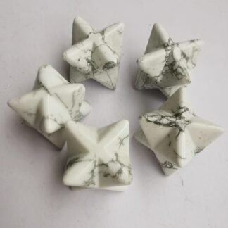 Loveliome Natural White Howlite Turquoise Merkaba Crystal Protection Sacred Meditation Energy Generator Healing Chakra Six-Pointed Star 1 Inch