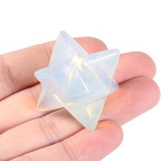 Loveliome Natural White Howlite Turquoise Merkaba Crystal Protection Sacred Meditation Energy Generator Healing Chakra Six-Pointed Star 1 Inch