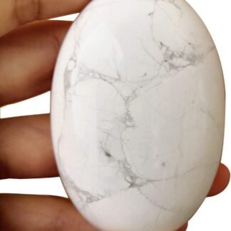 Loveliome Natural White Howlite Turquoise Oval Polished Worry Stones, Healing Crystal Indoor Fountain Stones Massage Energy Anxiety Relief Items