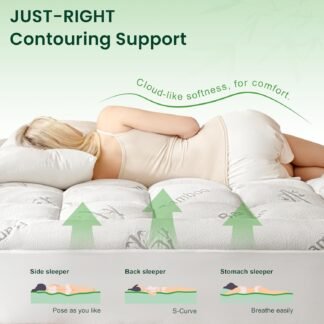 Love's cabin King Mattress Topper Viscose Derived from Bamboo, Thick Pillow Top Mattress Pad with Stretchable Pockets for 8"-20" Mattress, Soft Breathable Cooling Mattress...