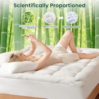 Love's cabin King Mattress Topper Viscose Derived from Bamboo, Thick Pillow Top Mattress Pad with Stretchable Pockets for 8"-20" Mattress, Soft Breathable Cooling Mattress...