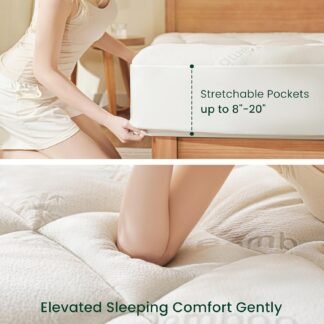 Love's cabin King Mattress Topper Viscose Derived from Bamboo, Thick Pillow Top Mattress Pad with Stretchable Pockets for 8"-20" Mattress, Soft Breathable Cooling Mattress...
