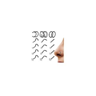 LOYALLOOK 18Pcs Nose Rings Studs - 316L Surgical Steel 14K Gold Plated Nose Studs Double Hoop Nose Ring for Women Men 18G/20G Nose Rings Stud Hypoallergenic Nose/Body Piercing...