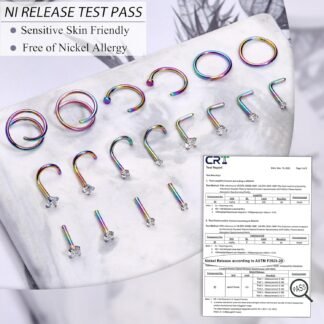 LOYALLOOK 18Pcs Nose Rings Studs - 316L Surgical Steel 14K Gold Plated Nose Studs Double Hoop Nose Ring for Women Men 18G/20G Nose Rings Stud Hypoallergenic Nose/Body Piercing...