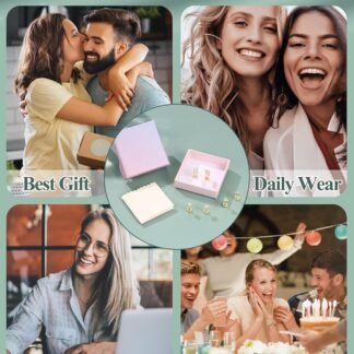 LOYALLOOK 925 Sterling Silver Flat Back Stud Earrings for Women Hypoallergenic | 14K Gold Plated Cartilage Earrings for Sensitive Ears | Small CZ Helix Conch Tragus Piercing...