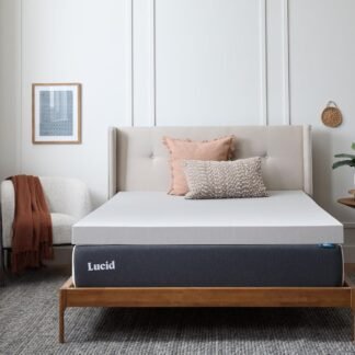 Lucid 2 Inch Bamboo Charcoal Infused Memory Foam Mattress Topper - Queen Size – Moisture and Odor Control - Ventilated - Plush Feel, Pressure-Relieving Bed Topper – CertiPur...