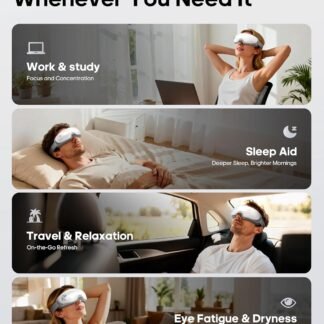 Lupow Eye Massager with Heat, Gift for Women & Men, Eye Mask with Music & White Noise for Migraine, Dry Eyes & Migraines Relief - Birthday, Christmas Gifts for Mom/Dad, Her/Him