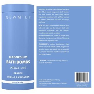 Magnesium Bath Bombs Post Workout Recovery Sore Muscles Tension Epsom Salt Luxury Bubble Bath Spa Essential Oil Infused Bath Bombs Vanilla Cinnamon Orange Perfect Stocking...