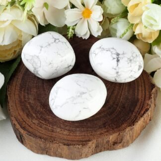 MAIBAOTA 1.6-2.0" White Howlite Crystal Large White Stone Reiki Natural Tumbled White Polished Stones for Energy Witchcraft Therapy Meditation DIY Crystals for Protection