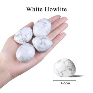 MAIBAOTA 1.6-2.0" White Howlite Crystal Large White Stone Reiki Natural Tumbled White Polished Stones for Energy Witchcraft Therapy Meditation DIY Crystals for Protection